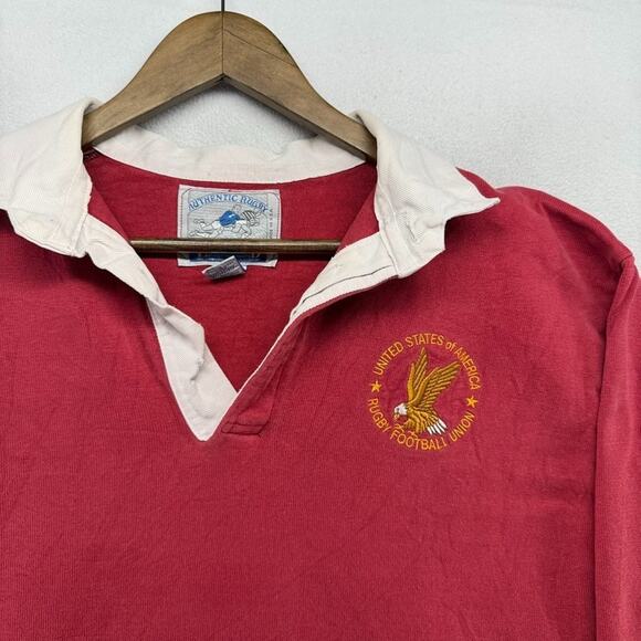 Vintage Lands End Rugby Shirt Mens XL Red Eagle United States Football union 90s - Picture 5 of 11